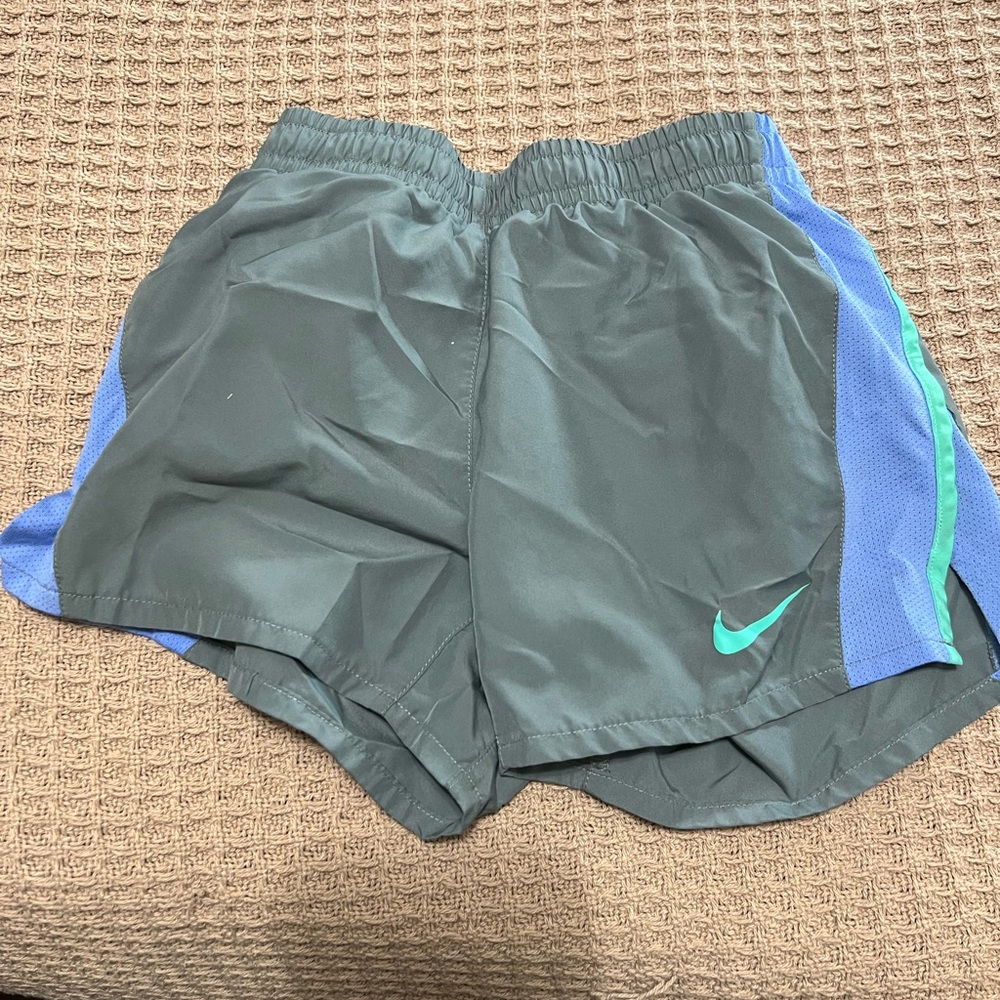 Nike Grey & Blue Athletic Nike Dri-Fit Shorts Lightweight Design